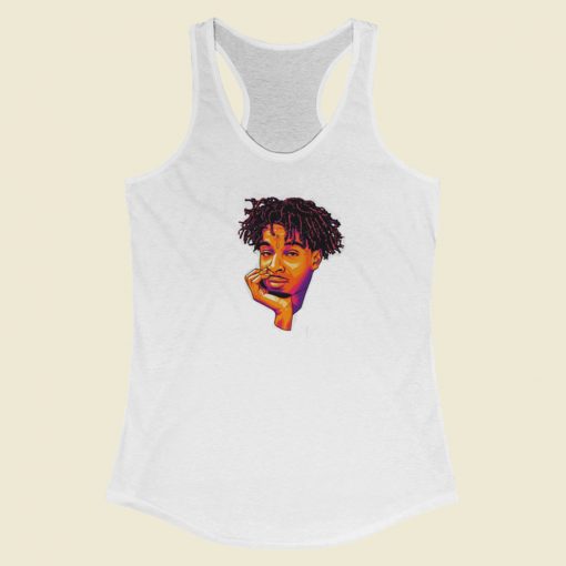 21 Savage Cartoon Face Racerback Tank Top