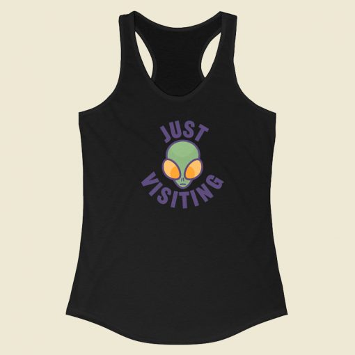 Alien Just Visiting 80s Racerback Tank Top