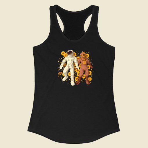 Astronaut Scuba Diving 80s Racerback Tank Top