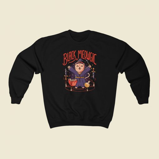 Black Meowgic Cute Evil 80s Sweatshirts Style