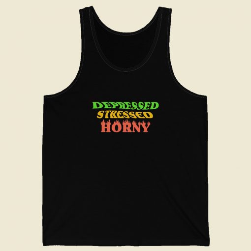 Deppressed Stressed Horny Parody 80s Tank Top