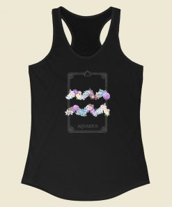 Floral Zodiac Sign Aquarius 80s Racerback Tank Top