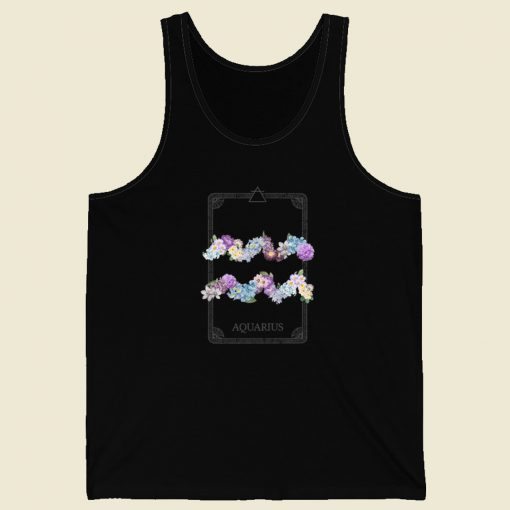 Floral Zodiac Sign Aquarius 80s Tank Top