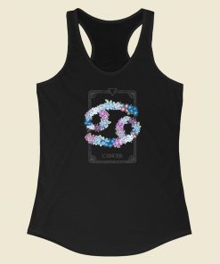 Floral Zodiac Sign Cancer 80s Racerback Tank Top