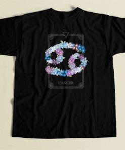 Floral Zodiac Sign Cancer 80s T Shirt Style