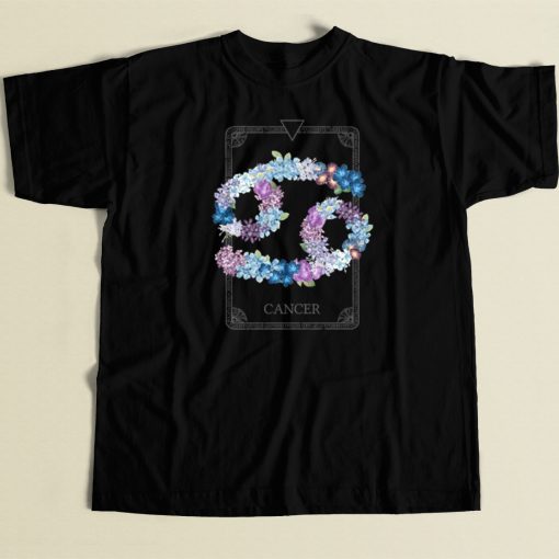 Floral Zodiac Sign Cancer 80s T Shirt Style