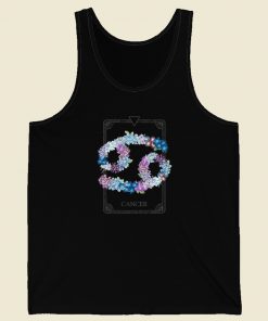 Floral Zodiac Sign Cancer 80s Tank Top