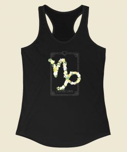 Floral Zodiac Sign Capricorn 80s Racerback Tank Top