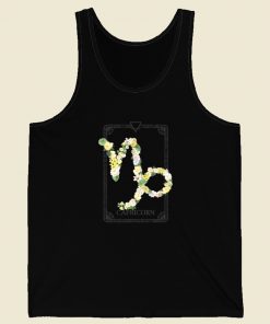 Floral Zodiac Sign Capricorn 80s Tank Top