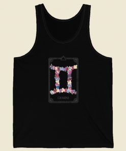 Floral Zodiac Sign Gemini 80s Tank Top