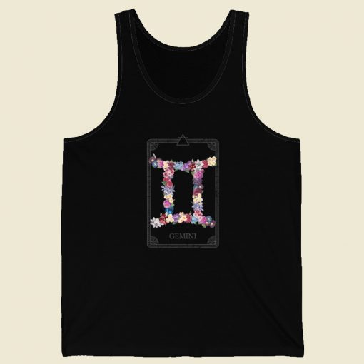 Floral Zodiac Sign Gemini 80s Tank Top