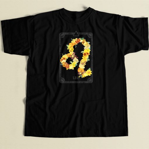 Floral Zodiac Sign Leo 80s T Shirt Style