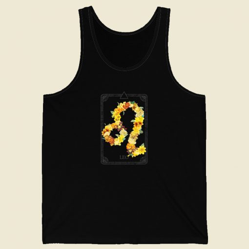 Floral Zodiac Sign Leo 80s Tank Top