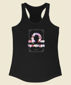 Floral Zodiac Sign Libra 80s Racerback Tank Top