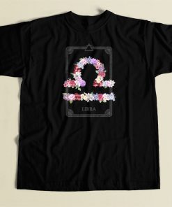 Floral Zodiac Sign Libra 80s T Shirt Style