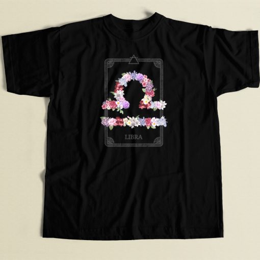 Floral Zodiac Sign Libra 80s T Shirt Style