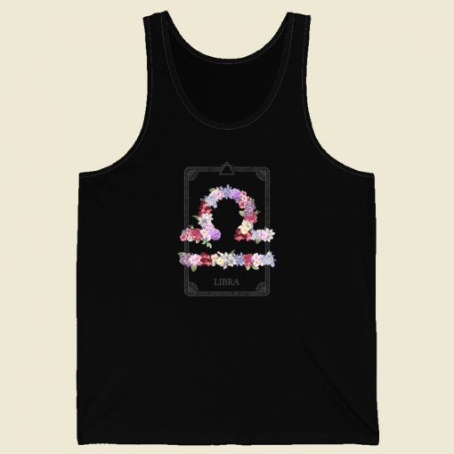 Floral Zodiac Sign Libra 80s Tank Top