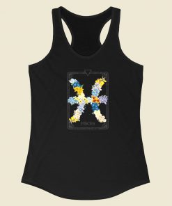 Floral Zodiac Sign Pisces 80s Racerback Tank Top