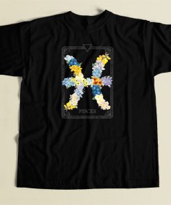 Floral Zodiac Sign Pisces 80s T Shirt Style