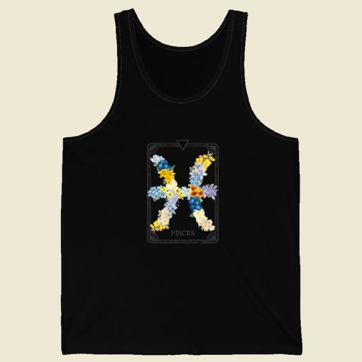 Floral Zodiac Sign Pisces 80s Tank Top