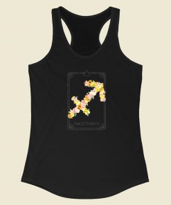 Floral Zodiac Sign Sagittarius 80s Racerback Tank Top