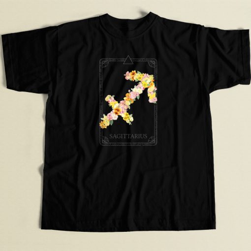 Floral Zodiac Sign Sagittarius 80s T Shirt Style