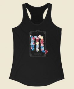 Floral Zodiac Sign Scorpio 80s Racerback Tank Top