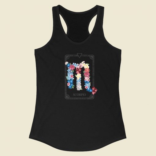 Floral Zodiac Sign Scorpio 80s Racerback Tank Top