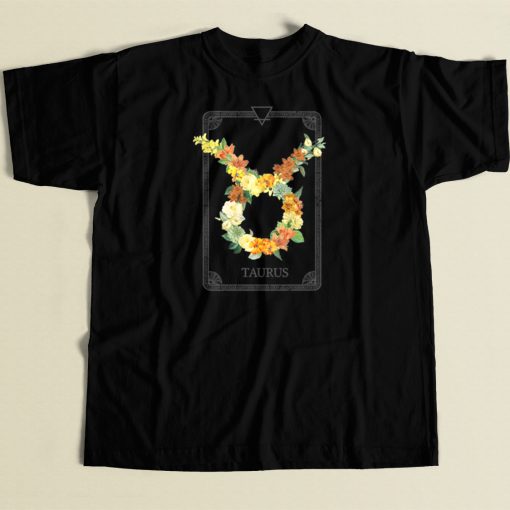 Floral Zodiac Sign Taurus 80s T Shirt Style