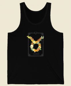 Floral Zodiac Sign Taurus 80s Tank Top