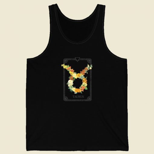 Floral Zodiac Sign Taurus 80s Tank Top