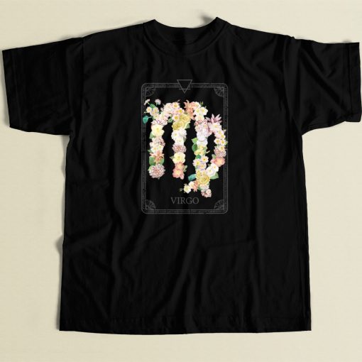 Floral Zodiac Sign Virgo 80s T Shirt Style