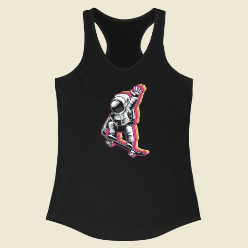 Glitch Skater Astronaut 80s Racerback Tank Top