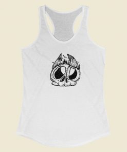 Horns Skull Psycho 80s Racerback Tank Top