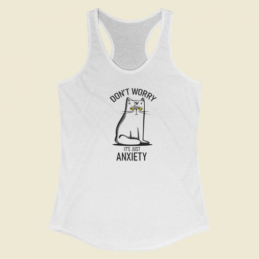 Just Cat With Anixiety 80s Racerback Tank Top