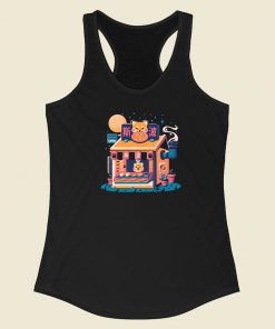 Kawaii Pizza Cute Dog 80s Racerback Tank Top