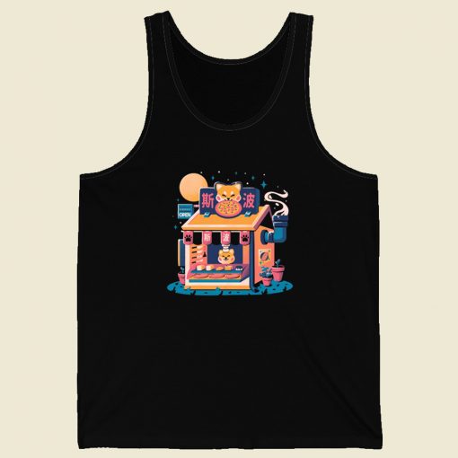 Kawaii Pizza Cute Dog 80s Tank Top