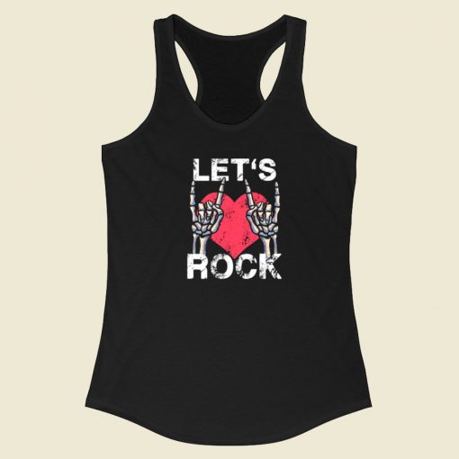 Lets Rock And Roll Music Vintage 80s Racerback Tank Top