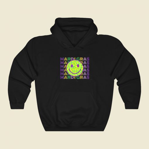 Mardi Gras Leopard Smiley Face Hoodie Style