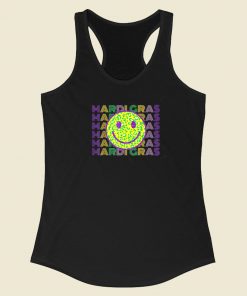 Mardi Gras Leopard Smiley Face Racerback Tank Top