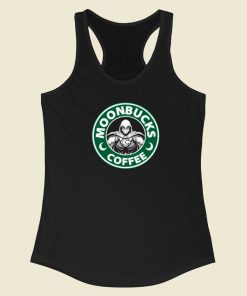 Moonbucks Coffee Funny 80s Racerback Tank Top