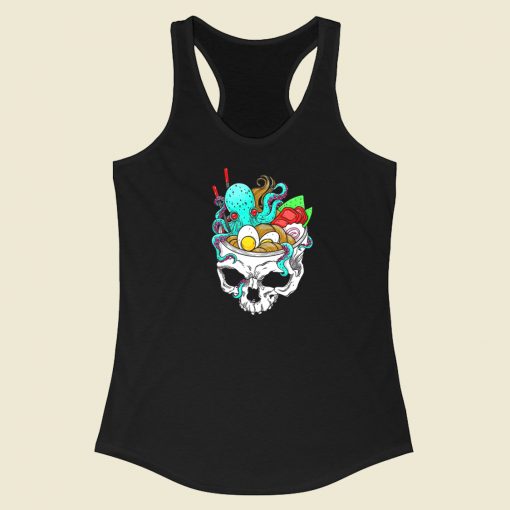 Octopus Skull Ramen 80s Racerback Tank Top