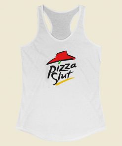 Pizza Slut Funny Food Parody 80s Racerback Tank Top