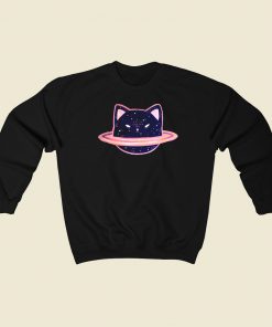 Planet Saturncat Kawaii 80s Sweatshirts Style