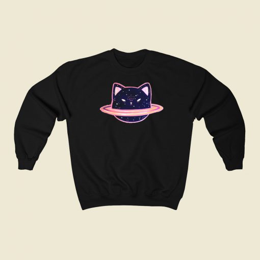 Planet Saturncat Kawaii 80s Sweatshirts Style