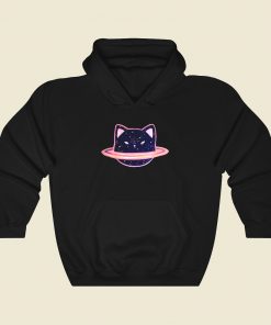 Planet Saturncat Kawaii 80s Hoodie Style