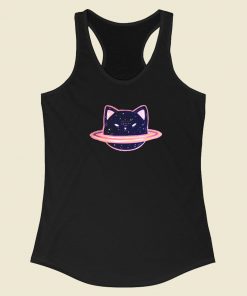 Planet Saturncat Kawaii 80s Racerback Tank Top