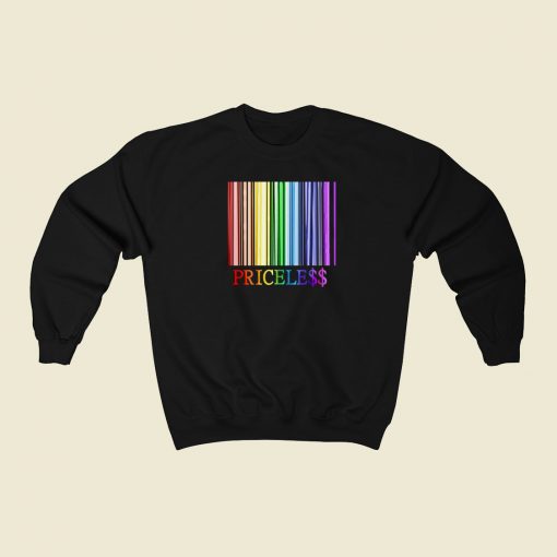 Rainbow Pride Priceless Barcode 80s Sweatshirts Style