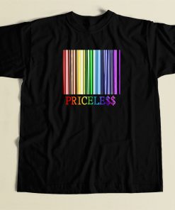 Rainbow Pride Priceless Barcode 80s T Shirt Style