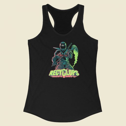 Recyclops Destroy Graphic 80s Racerback Tank Top